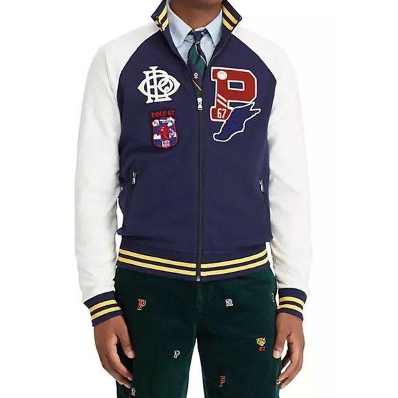 Polo Ralph Lauren Mens Blue P Wing Crest Letterman Varsity Track Jacket Size S - Picture 10 of 10